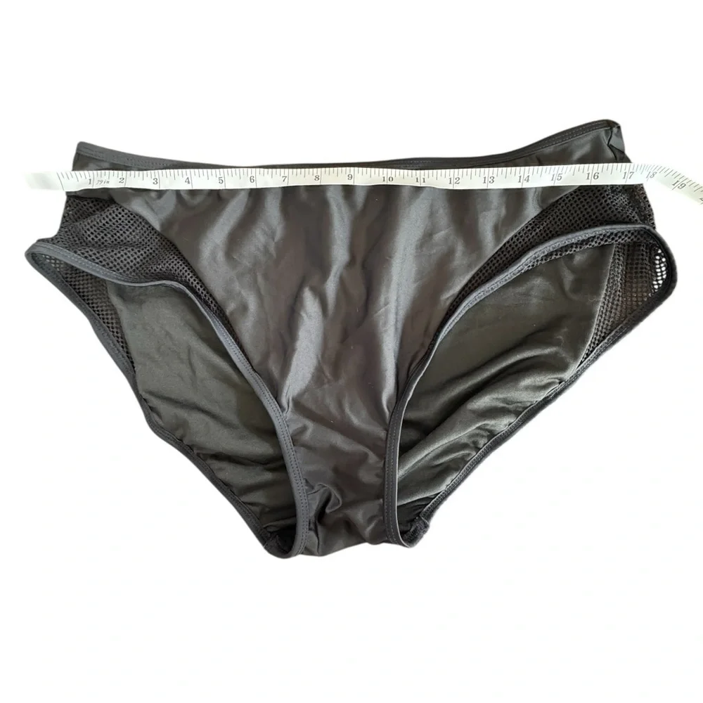 Women’s Solid Black High Waist High Leg Cut Bikini Swim Bottom Size 1 XL